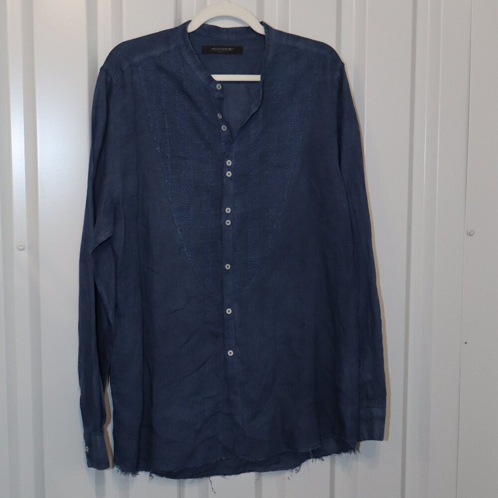 Messagerie Patrizio Piscaglia Mens Blue Linen Button Up Shirt Size IT43 US Med